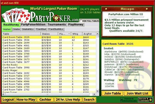 PartyPoker Lobby Screenshot